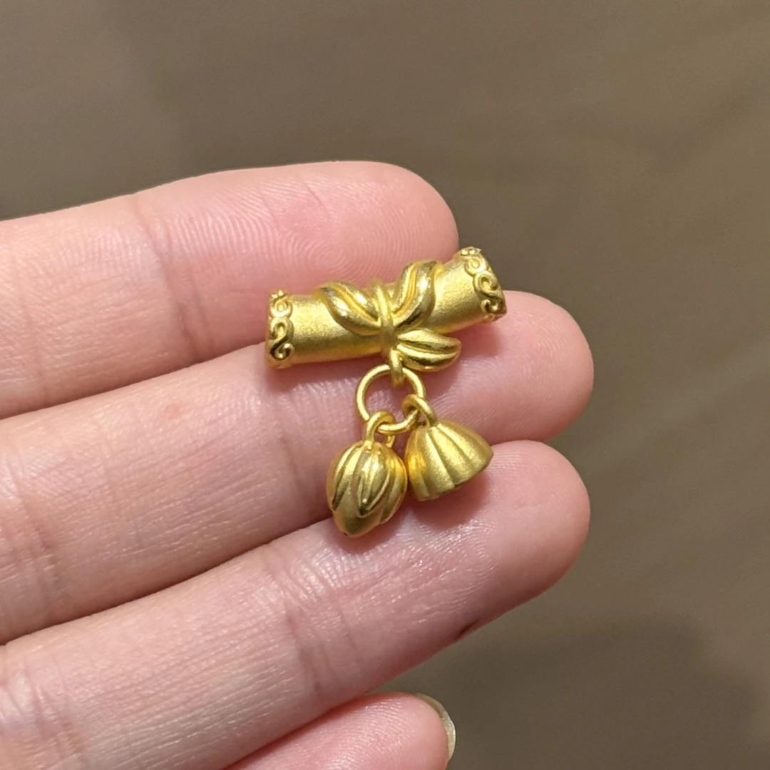 贝贝黄金 足金999 竹节莲蓬莲子两世欢 素金 转运珠/吊坠 103