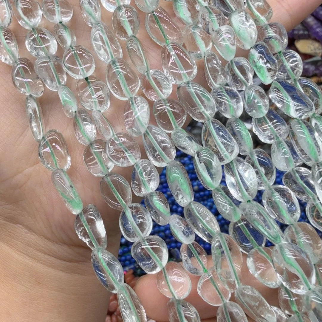 水晶珠宝半成品未镶嵌卡8×10绿水晶糖豆一条