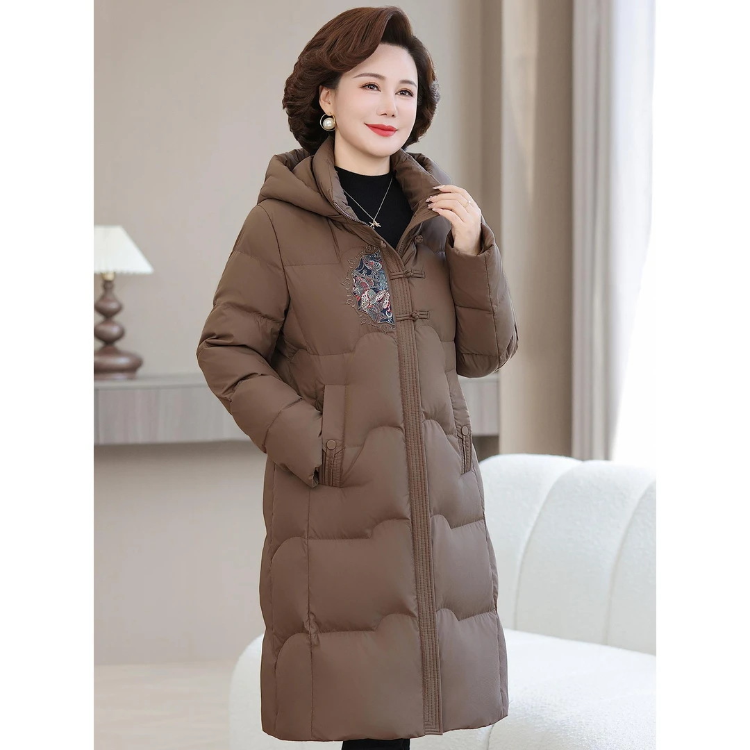 2025新款羽绒服中老年女装妈妈外套冬季加厚保暖中长款