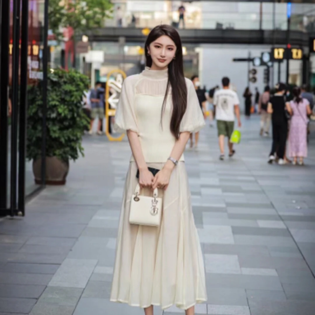 RACHEL自制花开半夏套装裙连衣裙气质法式夏季收腰长裙温柔显瘦