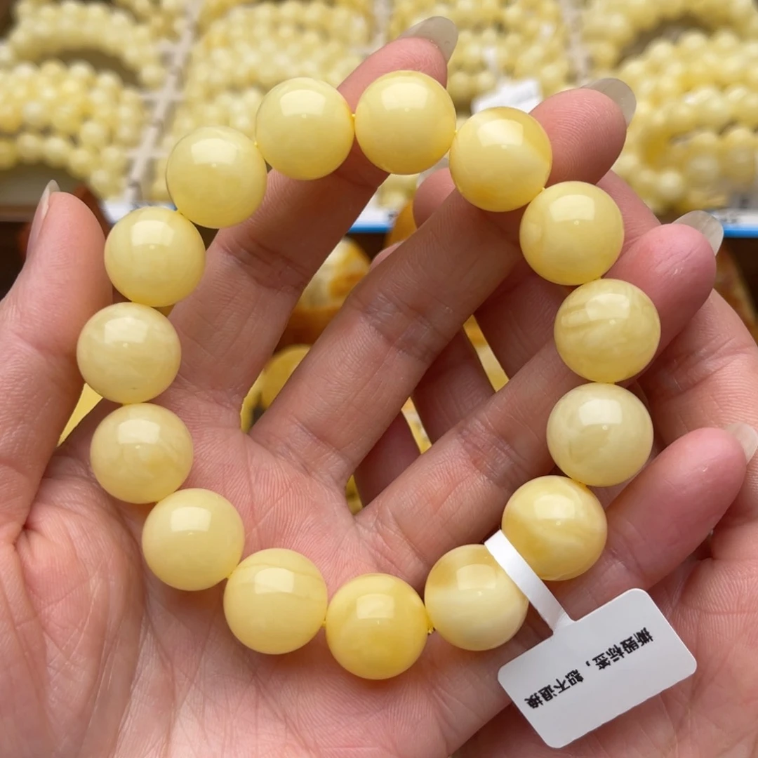裸石琥珀未镶嵌蜜蜡手串十四➕鸽