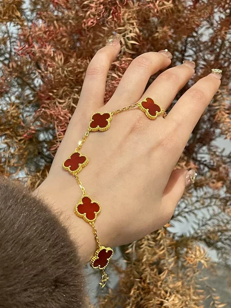 足银手链 999银镭射手链五花气质轻奢双面经典精致镶嵌时尚