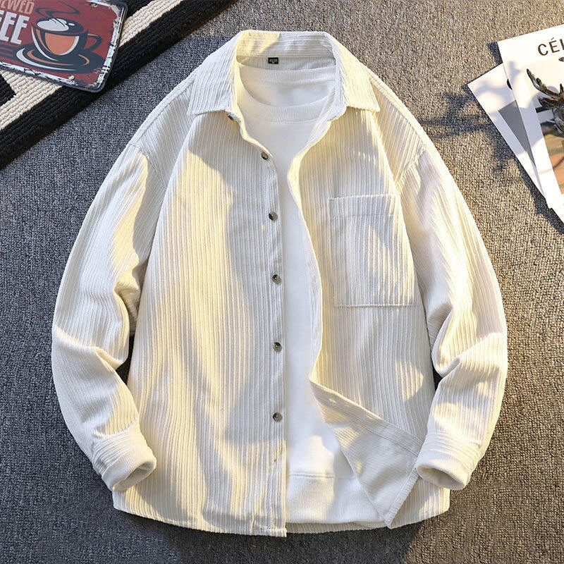2025春季纯色气质灯芯绒加厚衬衫男士休闲百搭宽松舒适外搭潮CD02