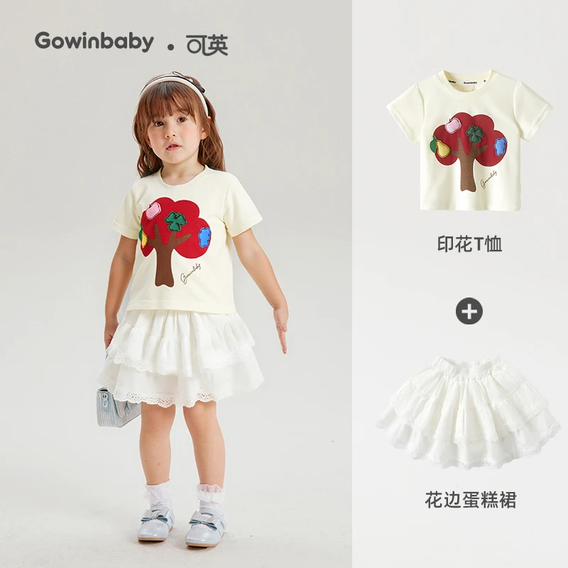 可英女童短袖T恤韩式2025夏季女孩圆领上衣女宝甜美可爱打底衫