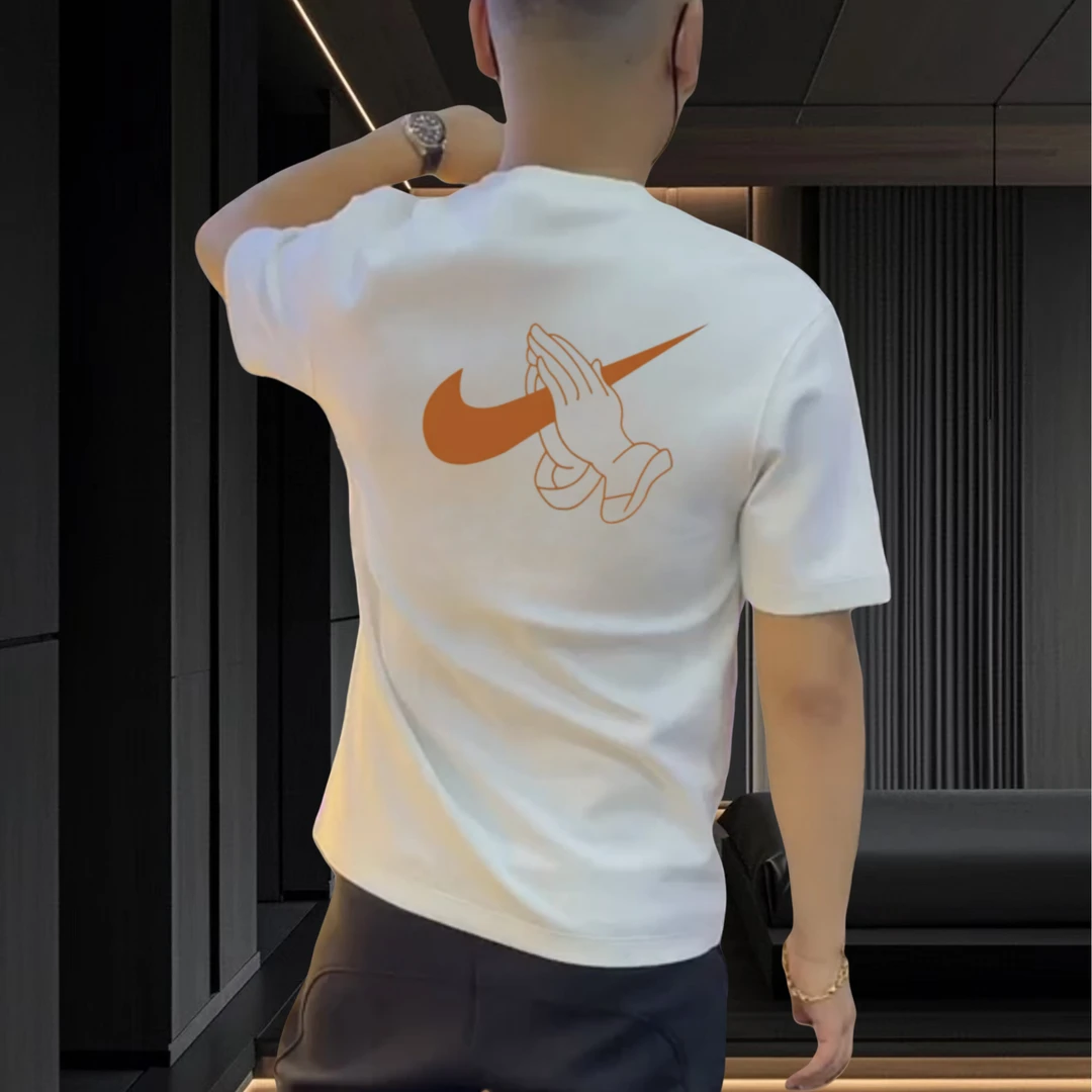 潮牌男士夏季T恤网红时尚休闲半袖潮流修身百搭帅气印花圆领个性