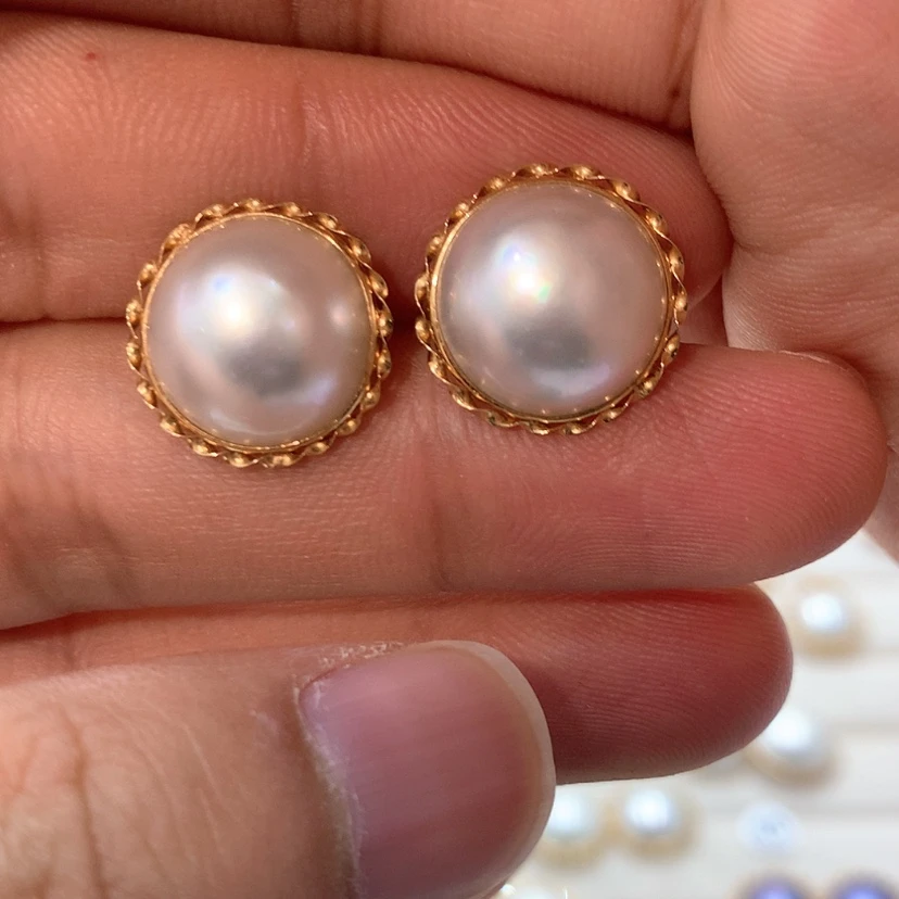 【闪购商品】耳饰拼合珍珠（马贝珠）18K金镶嵌