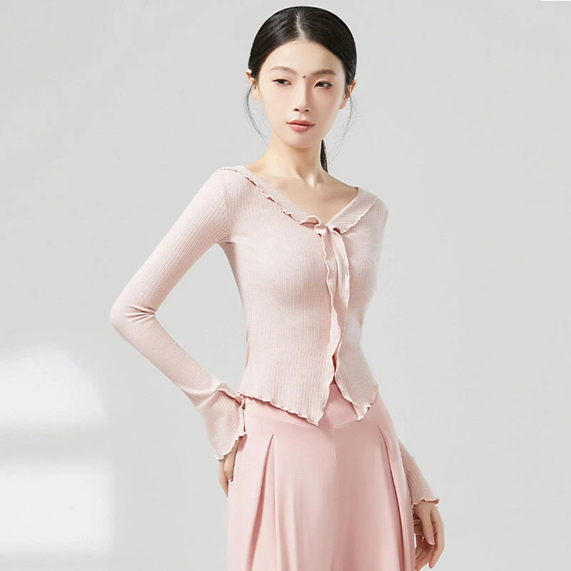 古典舞练功服舞蹈上衣长袖现代舞衣服形体训练服成人中国舞女黑色