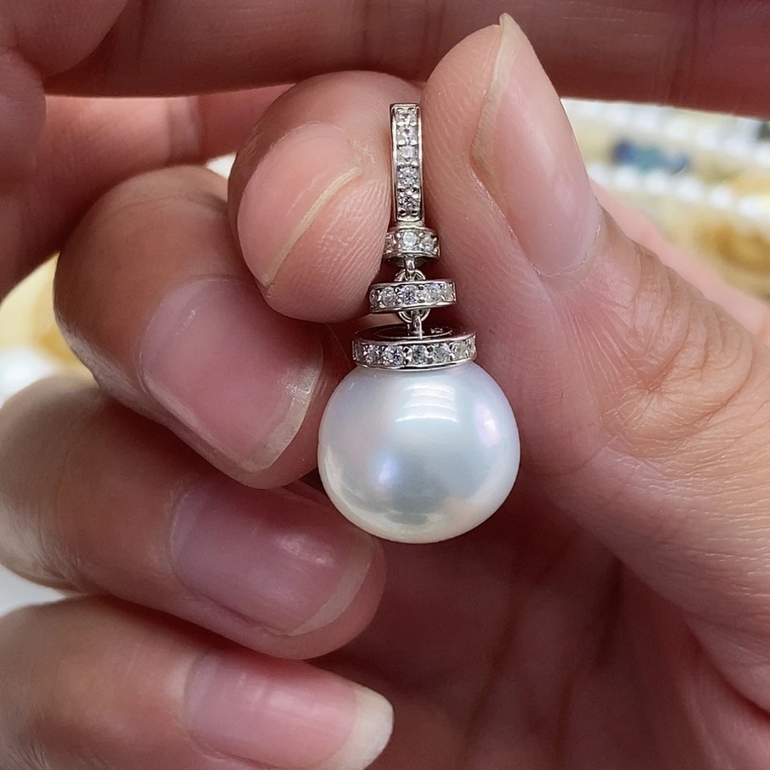 海水珍珠银S925镶嵌吊坠(不含链)