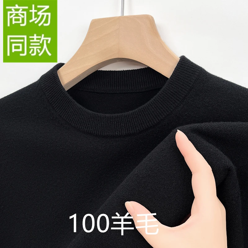 2025秋冬新款羊毛衫厚款时尚百搭男士针织毛衣圆领长袖打底