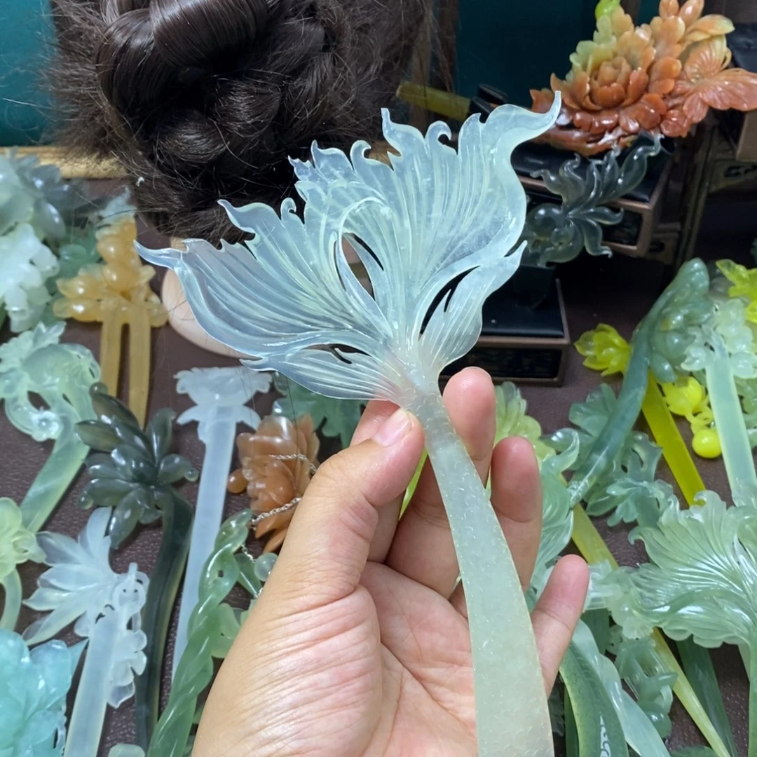 妞***4未镶嵌蛇纹石玉发饰