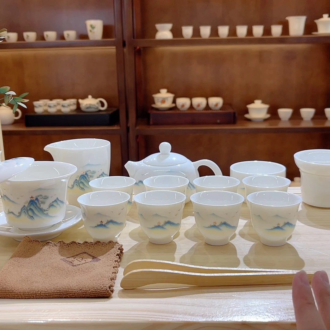 瓷片玄致羊脂玉瓷茶具套装