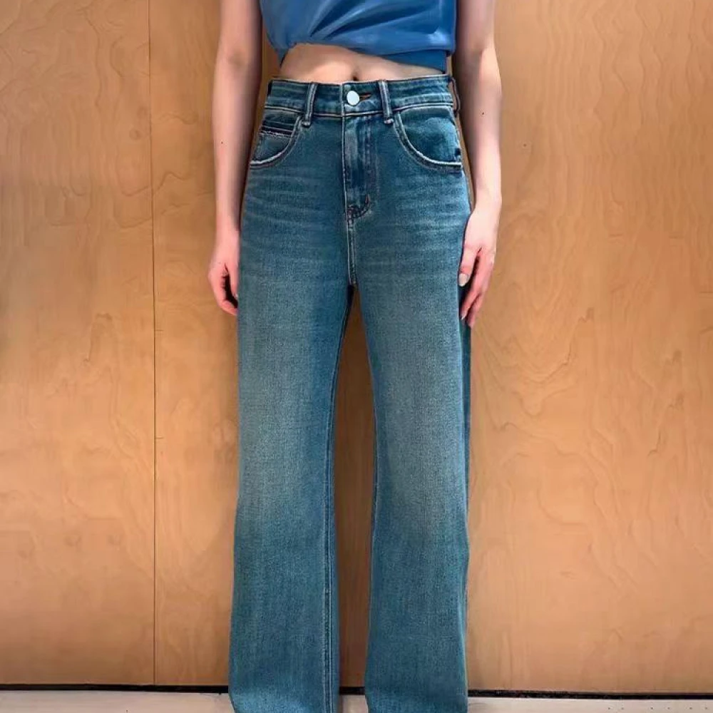 SU【391】代83愫玥 MWMA森调绿调紫标四面弹窄版直筒牛仔裤~