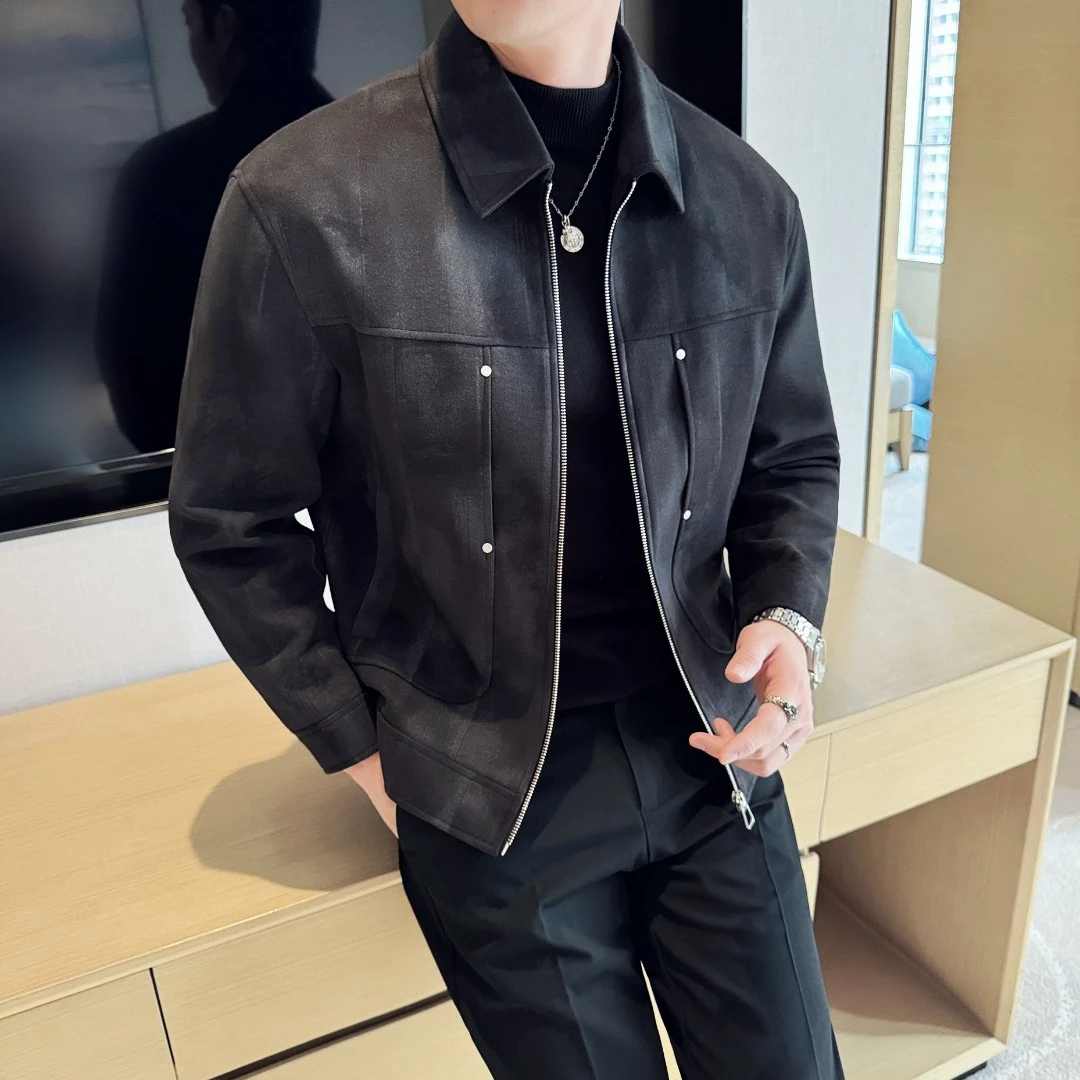 加绒外套男士短款毛呢夹克2024冬季新款韩版休闲修身呢子上衣男装