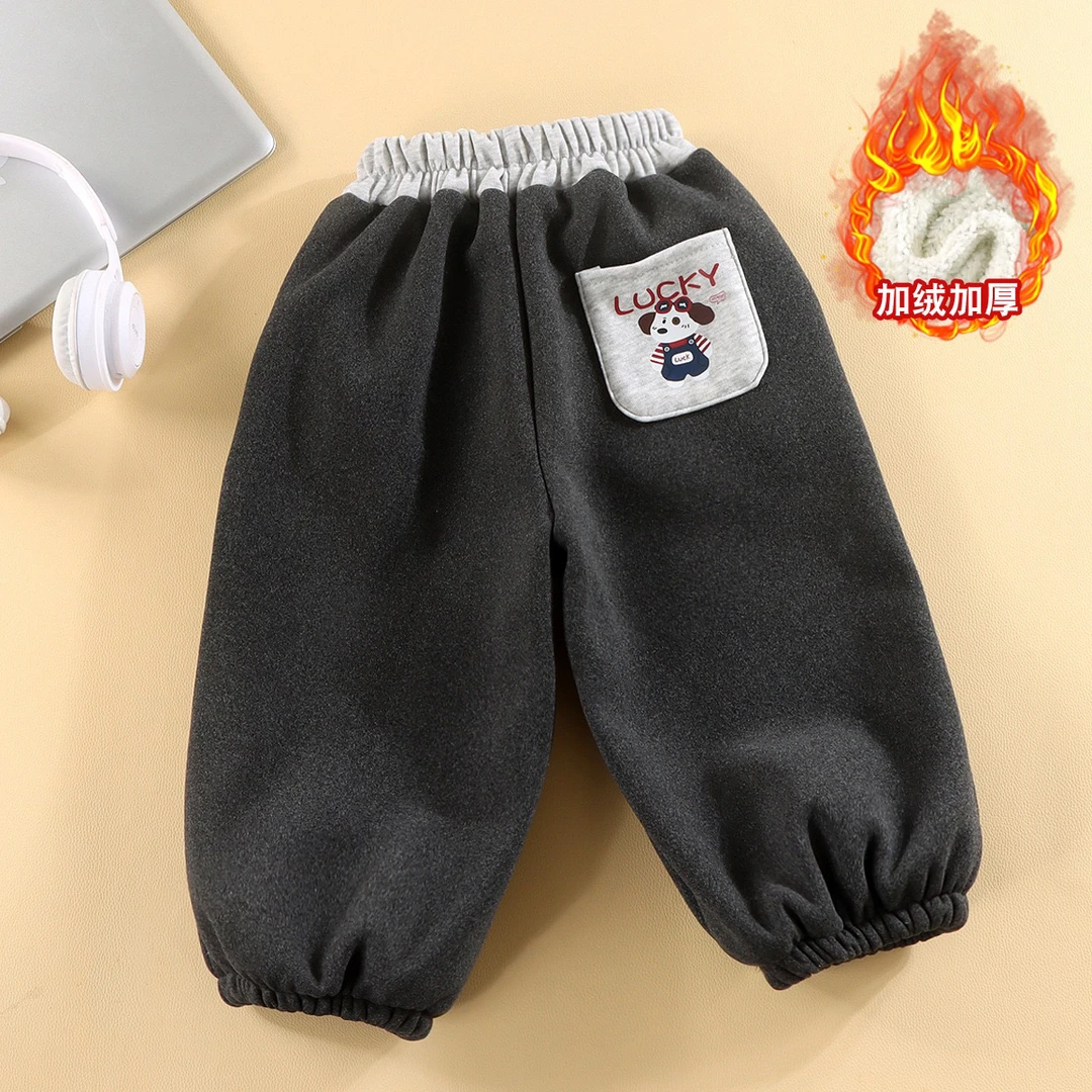 儿童秋冬季加绒裤子男女童加厚卫裤宝宝休闲保暖裤一体绒童裤