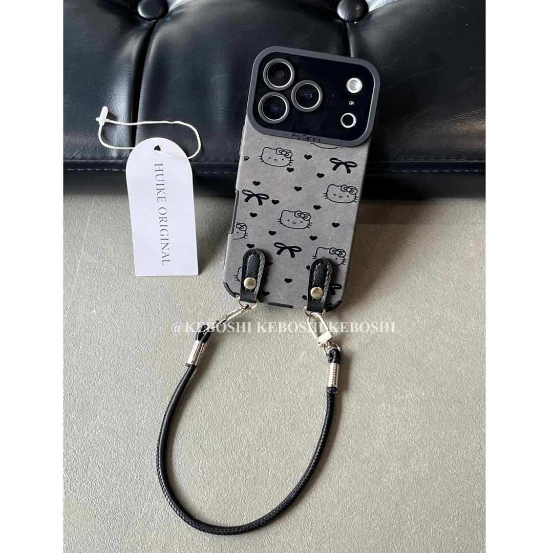 爱心蝴蝶结凯蒂适用于苹果vivo华为oppo小米瞳眼贴皮手机壳防摔薄