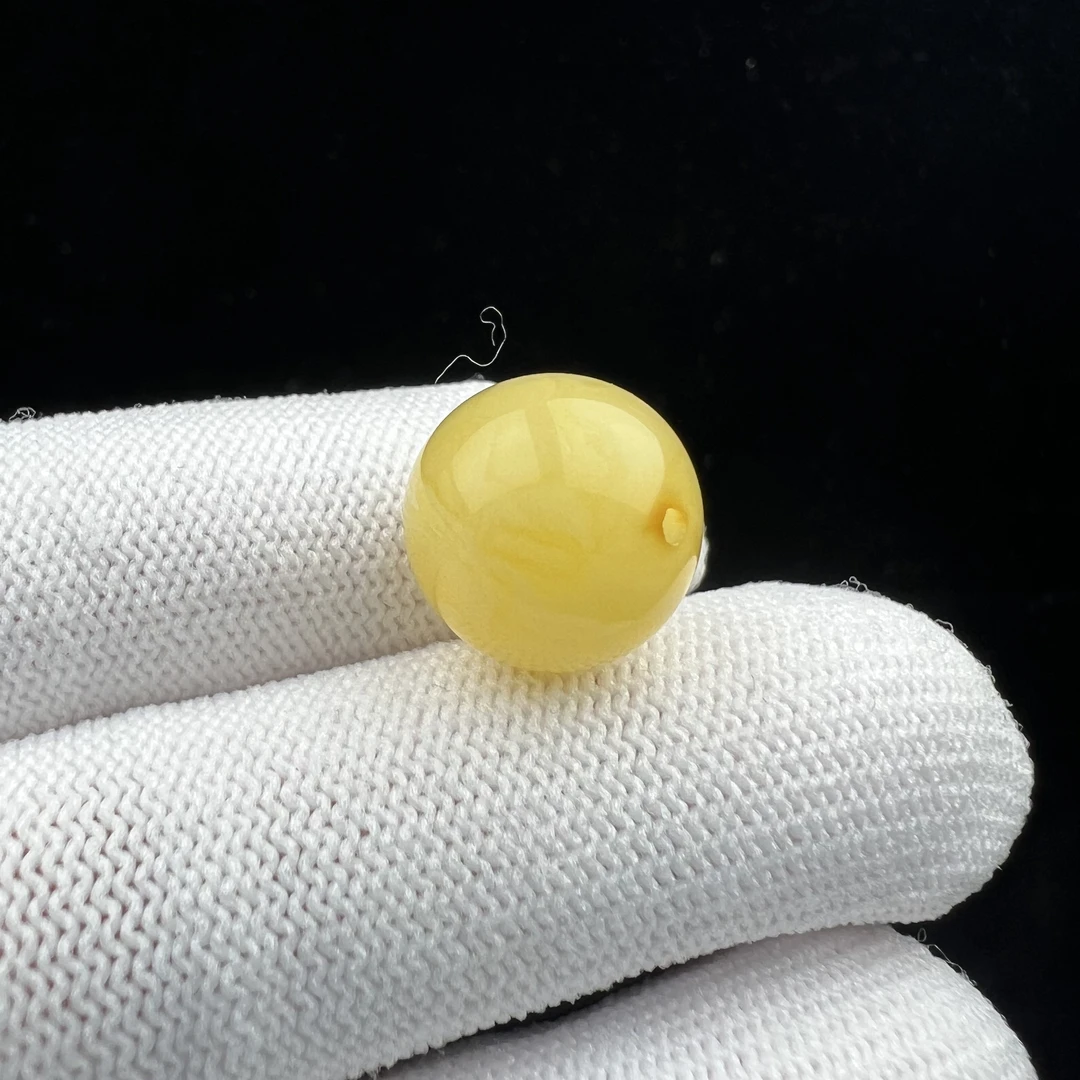 R4001天然蜜蜡 鸡油黄单珠 13.8MM 1.43克支持复检假一罚四