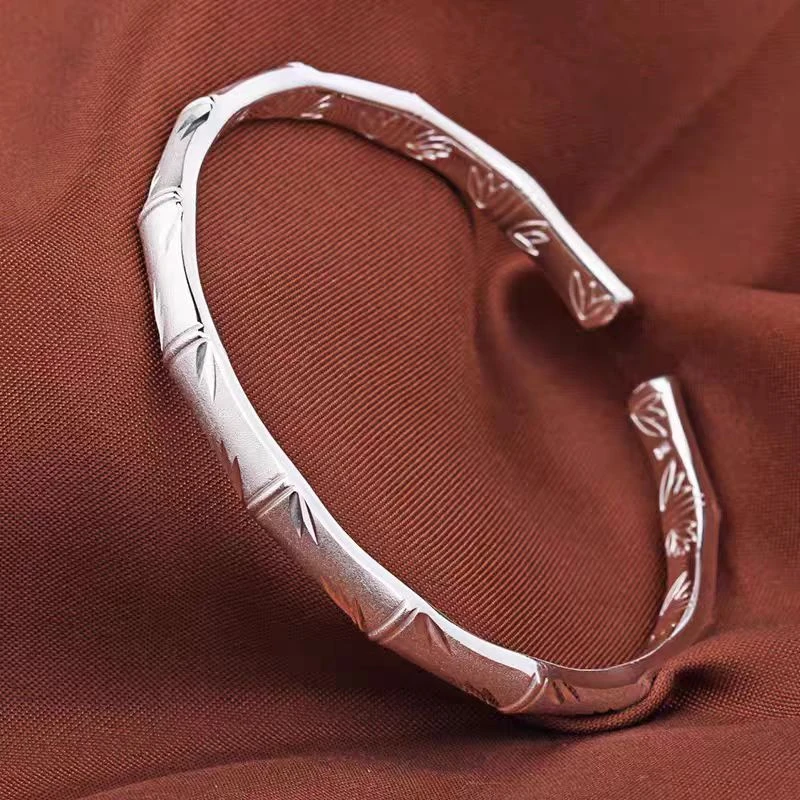 【清货专属链接】开口银竹节手镯女节节高升YZ001