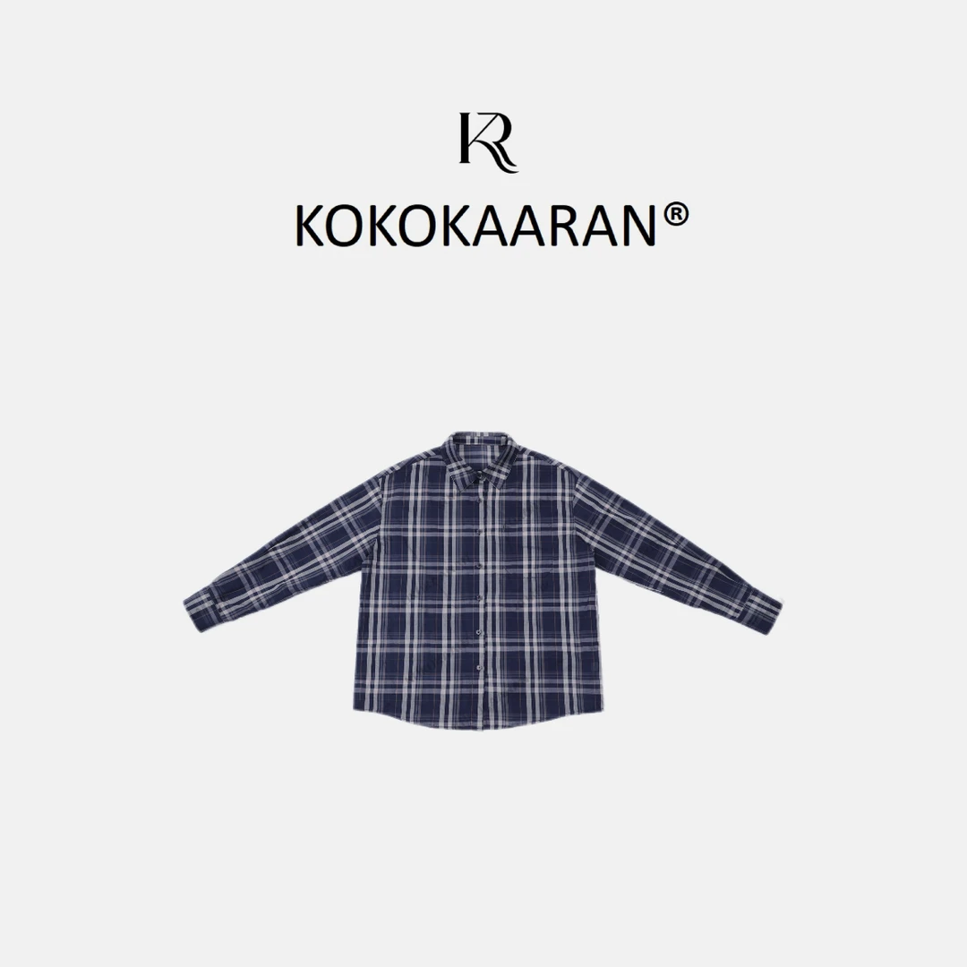 kokokaaran/可可咔伦设计款复古拼色格子百搭休闲薄衬衫SH250222