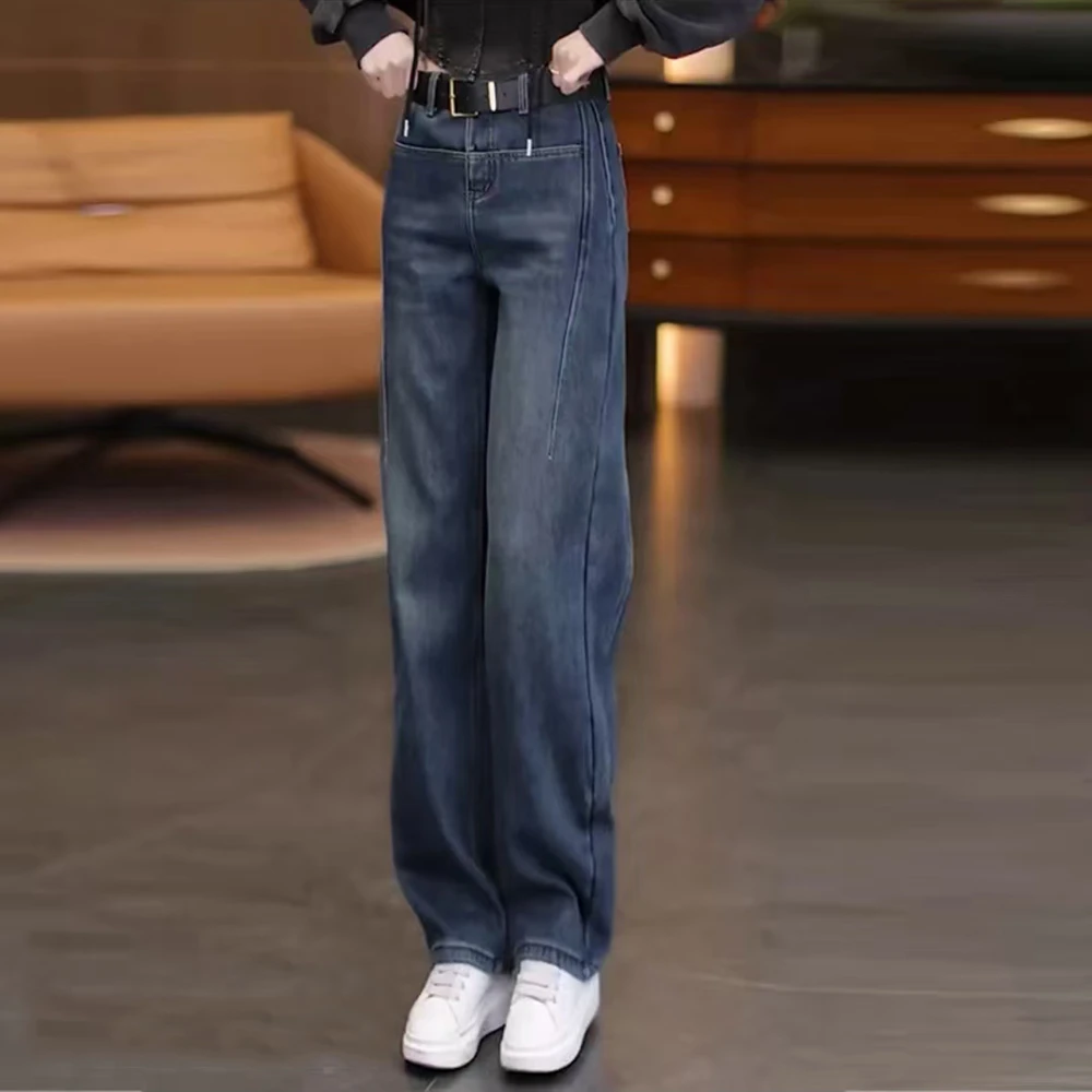 怀旧复古牛仔裤女春秋夏季2025新款高腰弯刀裤香蕉裤阔腿宽松裤子
