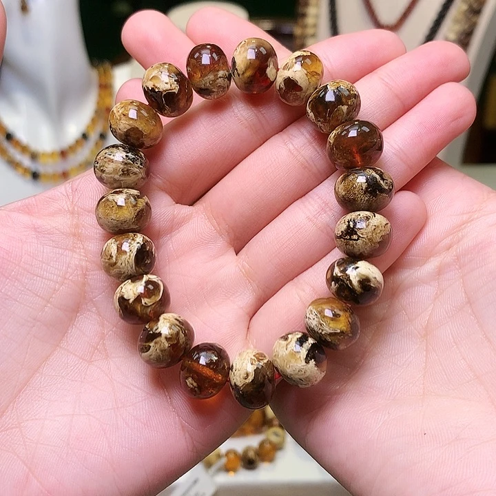 琥珀裸石未镶嵌抚顺琥珀瓷白溶洞花12大近13