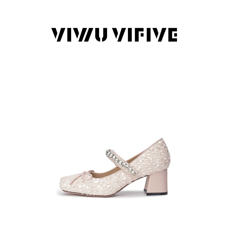 V5 VIWU.VIFIVE「桑稚」25春欧若风新款品牌女法式粗中跟单鞋不累脚