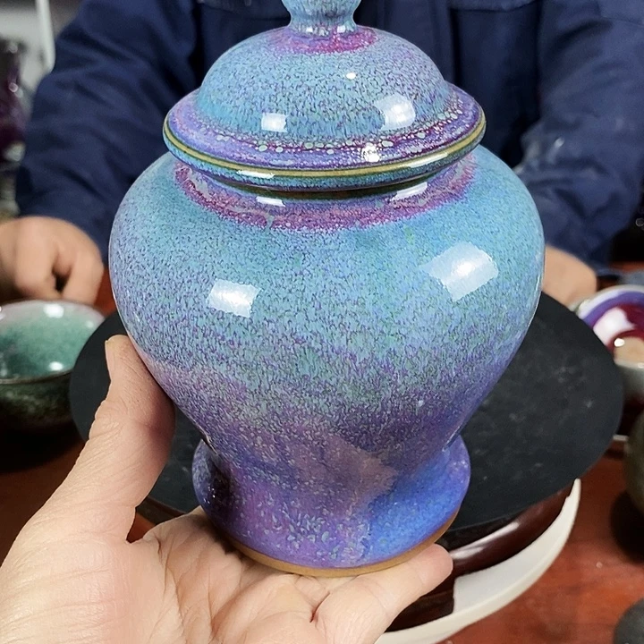 瓷片尚峰钧窑作品茶叶罐