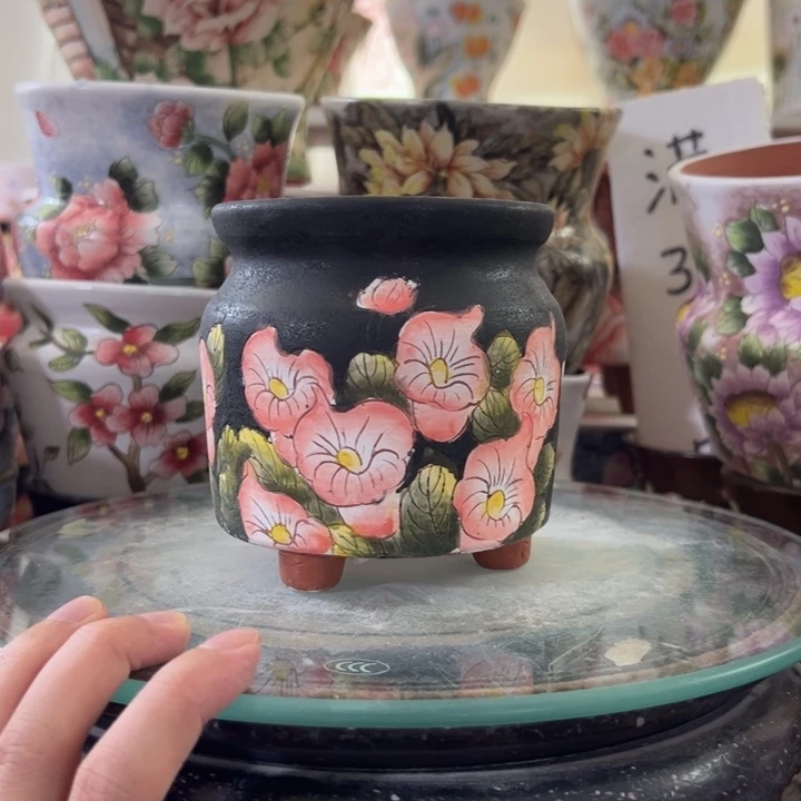 景德镇手绘花盆满38包邮偏远地区除外