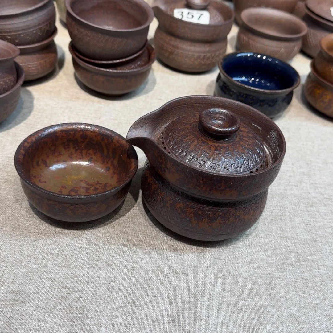 陶粗瓷茶具素色盖碗