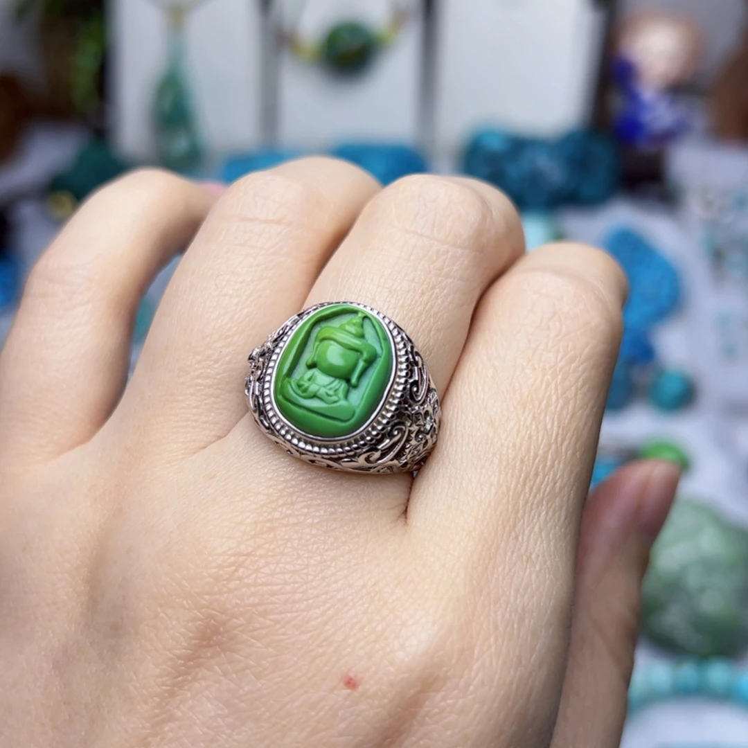 绿松石珠宝奇石银S925镶嵌