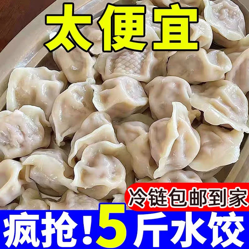 【包邮到家 净重5斤】牛羊肉猪肉大葱大馅手工包韭菜速冻饺子