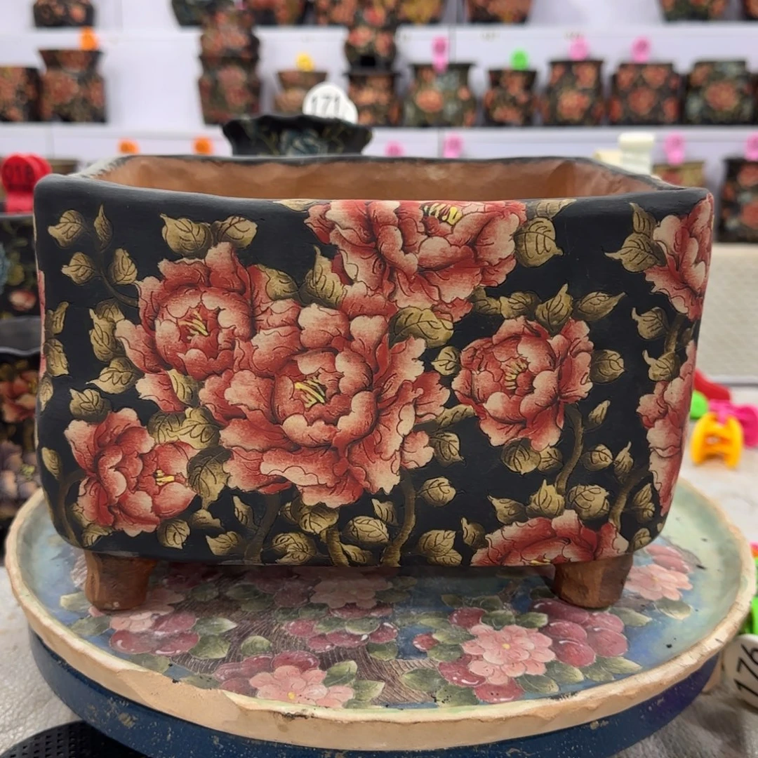 2***6紫砂花盆瑕疵精品手绘多肉花盆