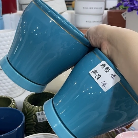 多肉绿植陶瓷花盆9.9包邮，有孔