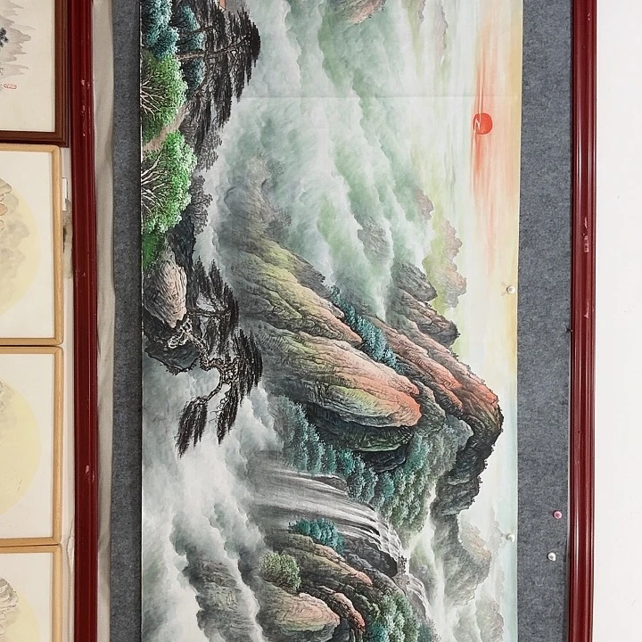 国画手绘国画云海松涛