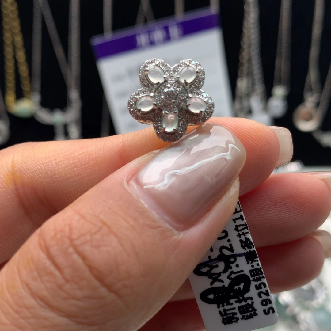 翡翠银S925镶嵌项链吊坠