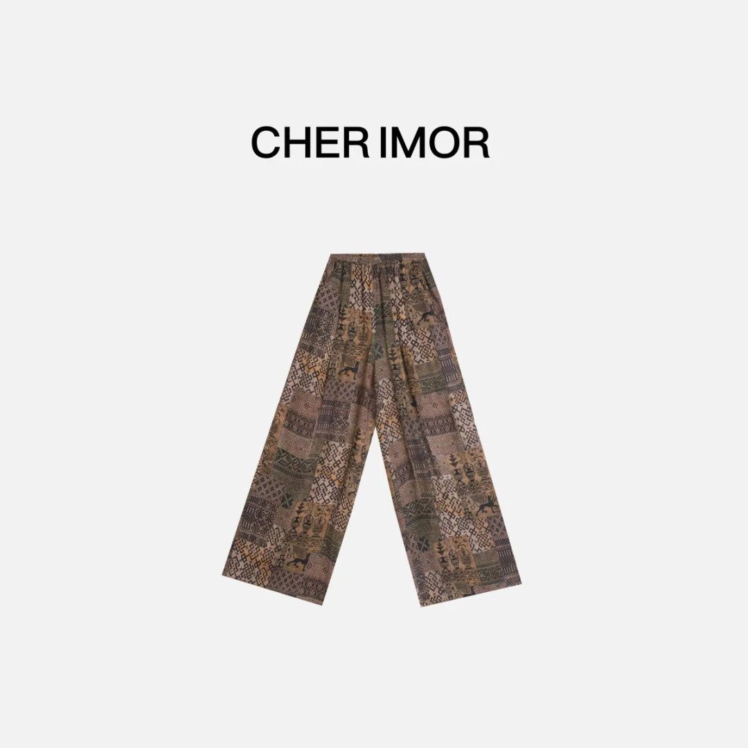 CHER IMOR【复古花纹】高腰休闲直筒裤 11394 Hi Fortune