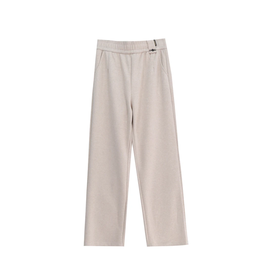 高腰宽松纯色舒适时尚垂感直筒休闲裤X27184