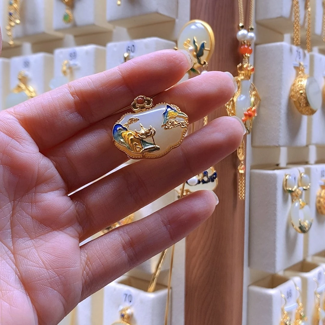 和田玉银S925镶嵌颈饰