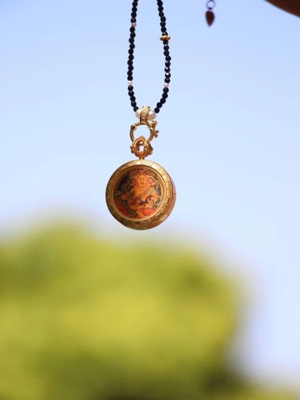 钛钢吊坠 黄财神2.0项坠复古饰品锁骨链