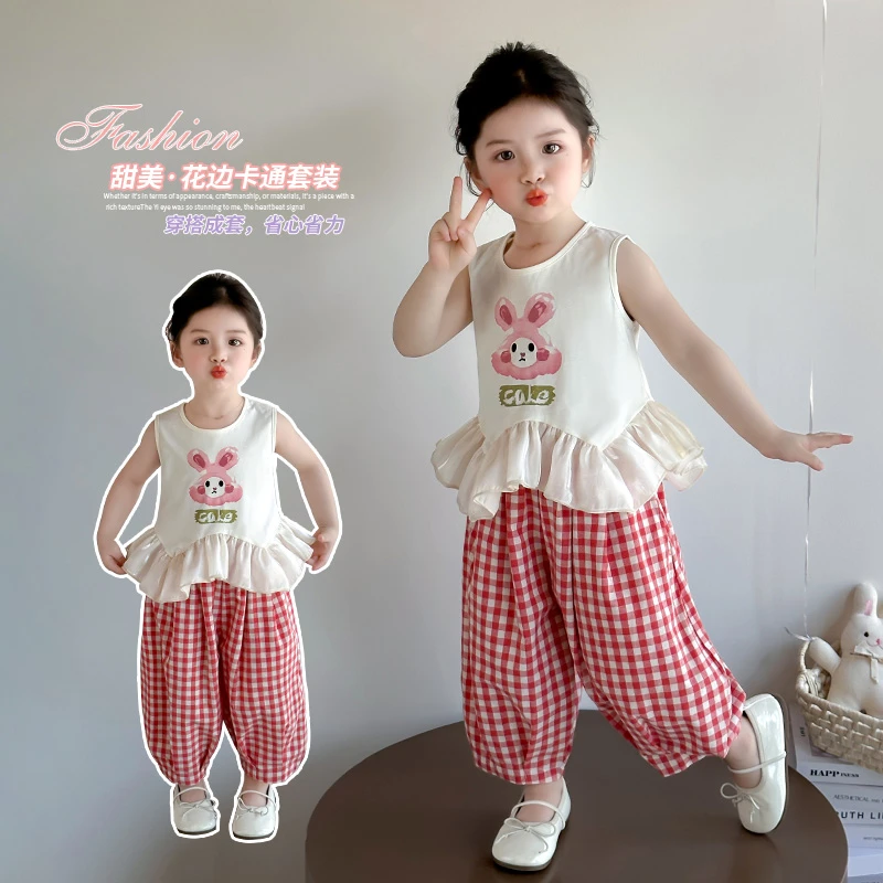 女童套装夏季时髦潮款儿童两件套女孩宝宝韩版洋气2025夏装新款