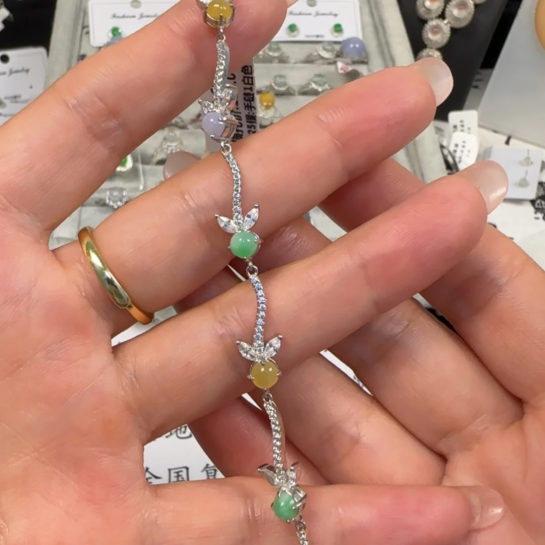 银S925镶嵌手链翡翠