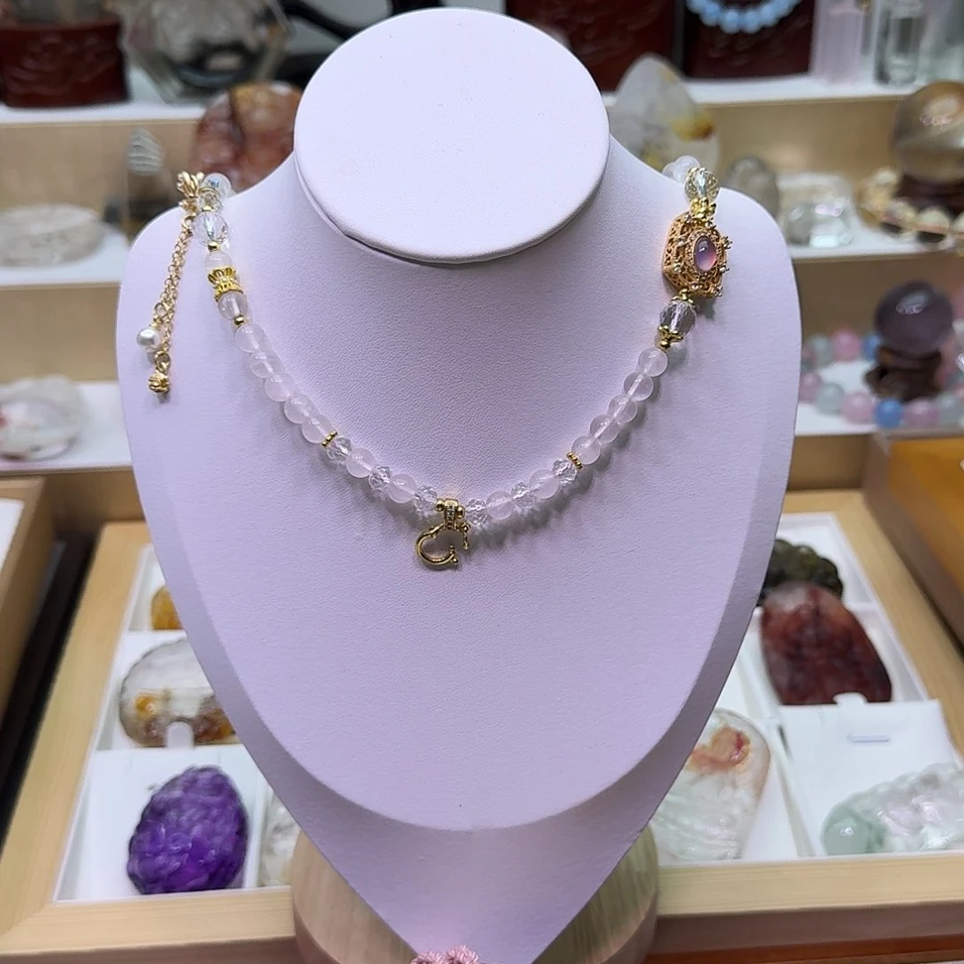 水晶颈饰未镶嵌粉晶项链