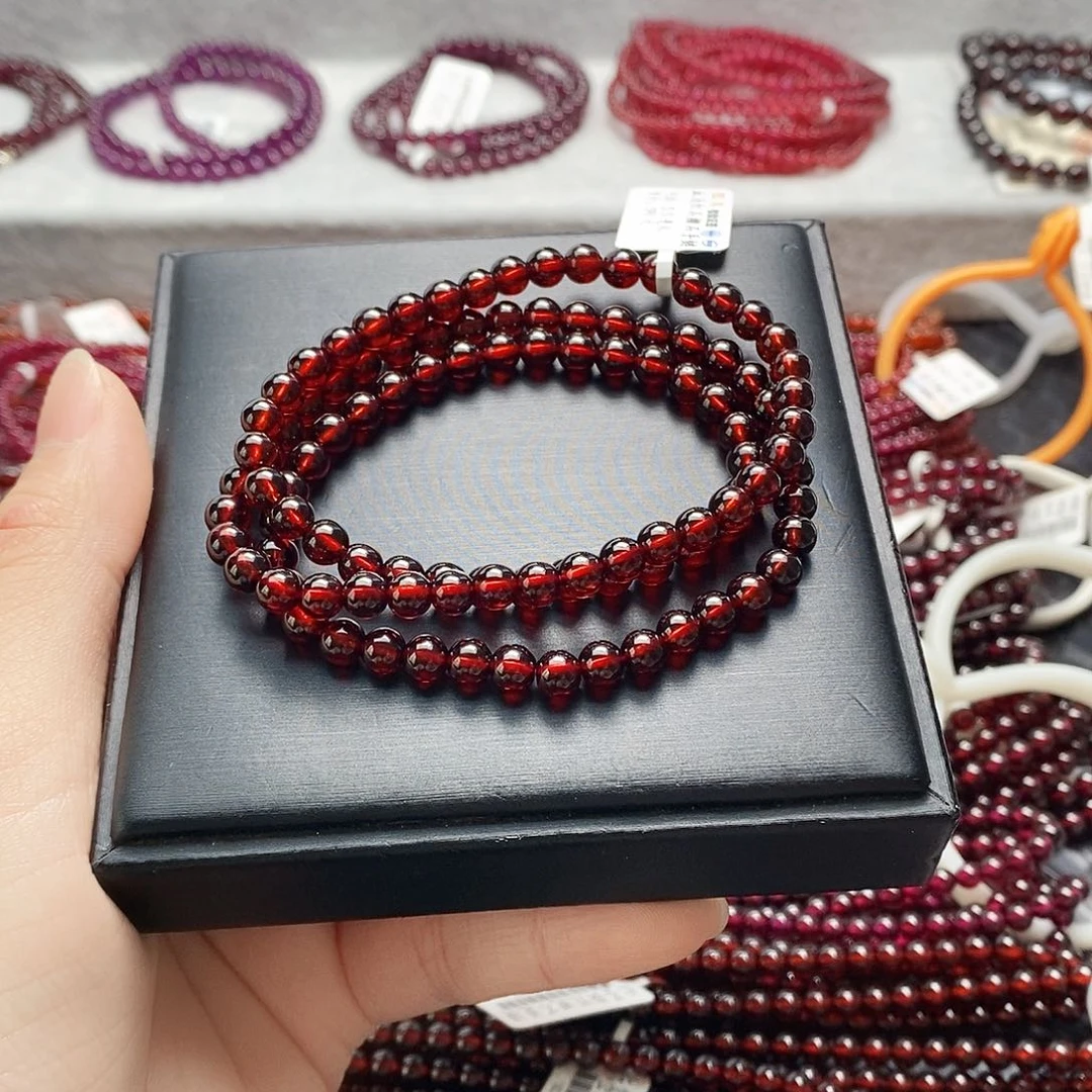 石榴石手链未镶嵌5.5mm鸽血红