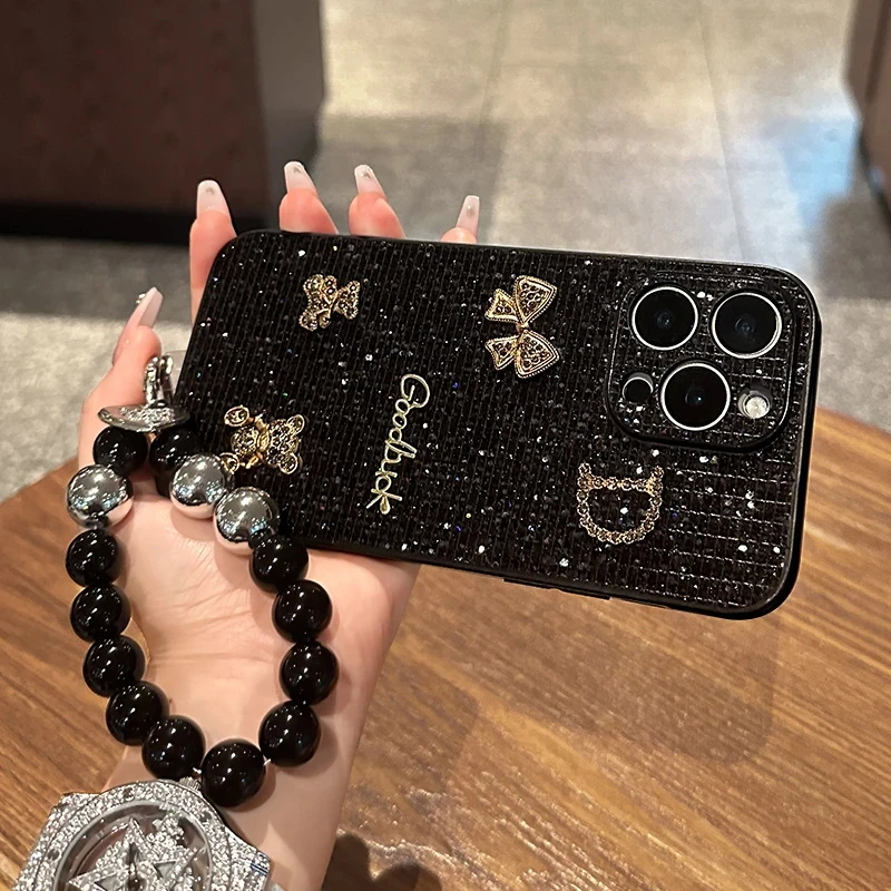 适用于苹果16/OPPO华为VIVO蝴蝶结小熊手机壳网红个性流行ins风女