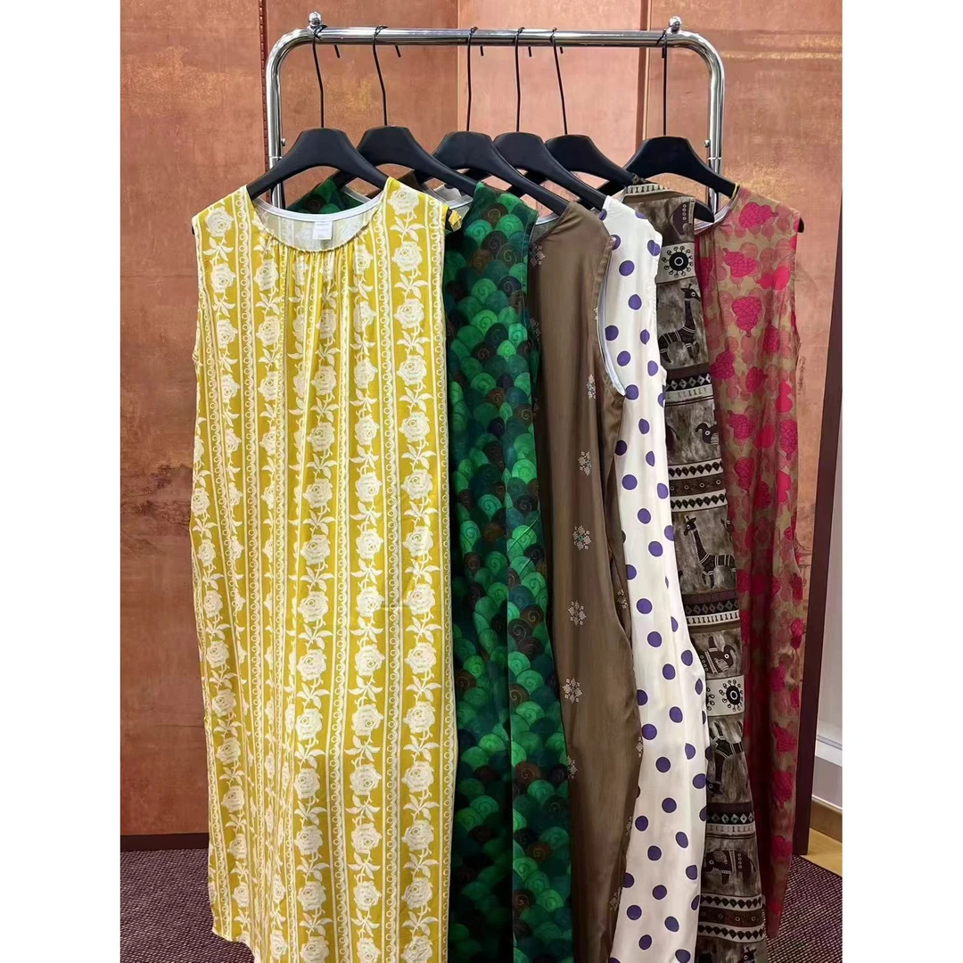 （预）无袖新款碎花棉绸连衣裙女士夏季妈妈大码睡裙外穿