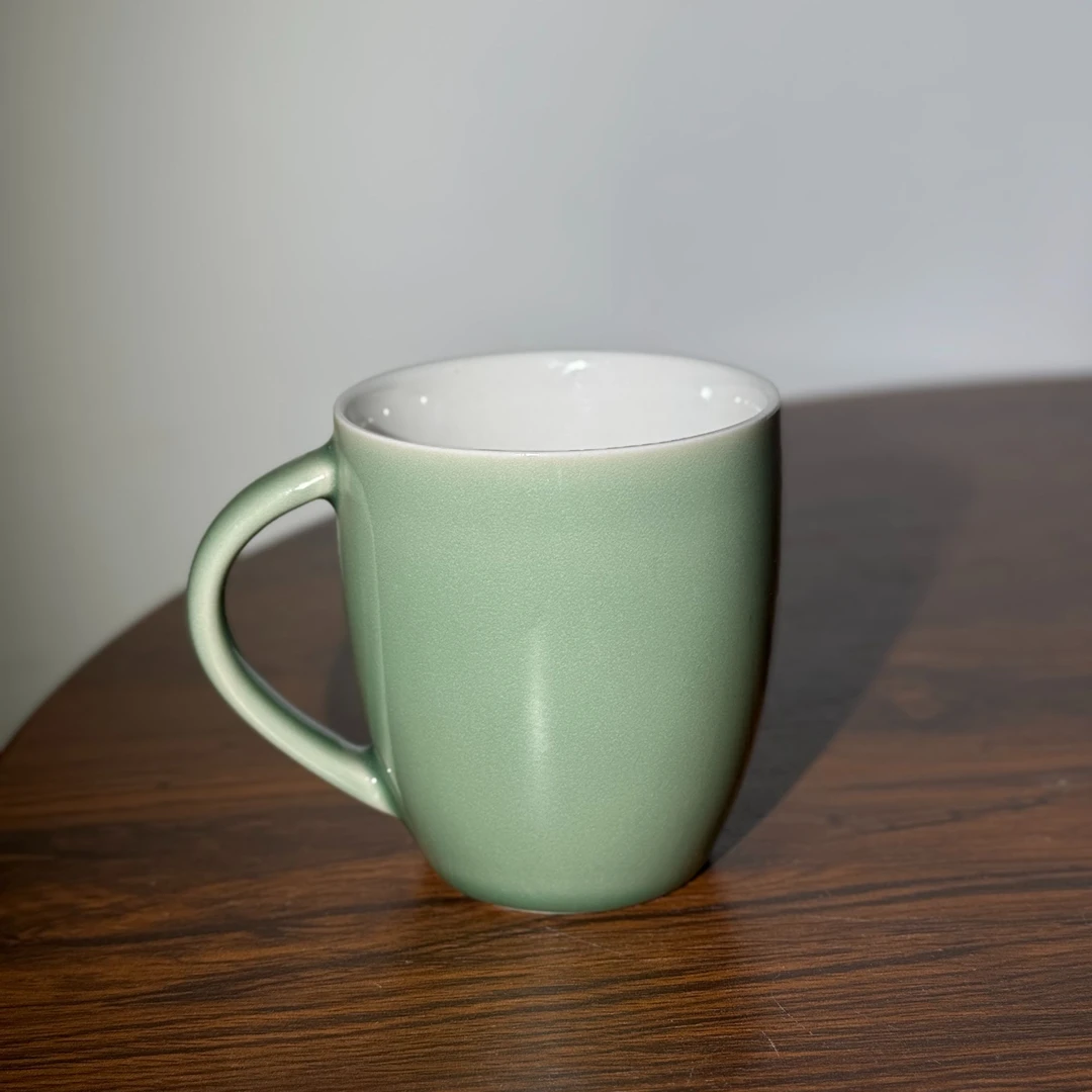 【长安知己】微瑕350ml素面双色釉大号水杯家用带手柄咖啡杯