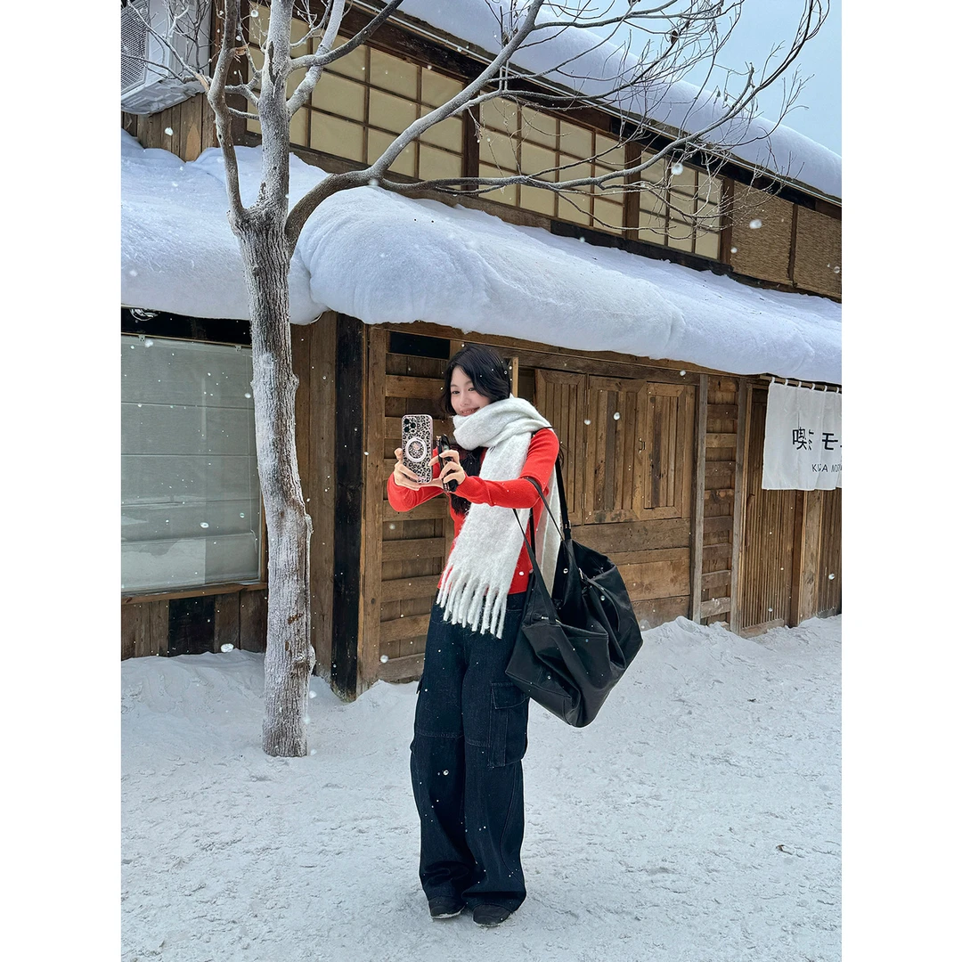 Seyora【复古回潮】100%棉韩系时髦宽松阔腿工装牛仔裤 H37654SY53