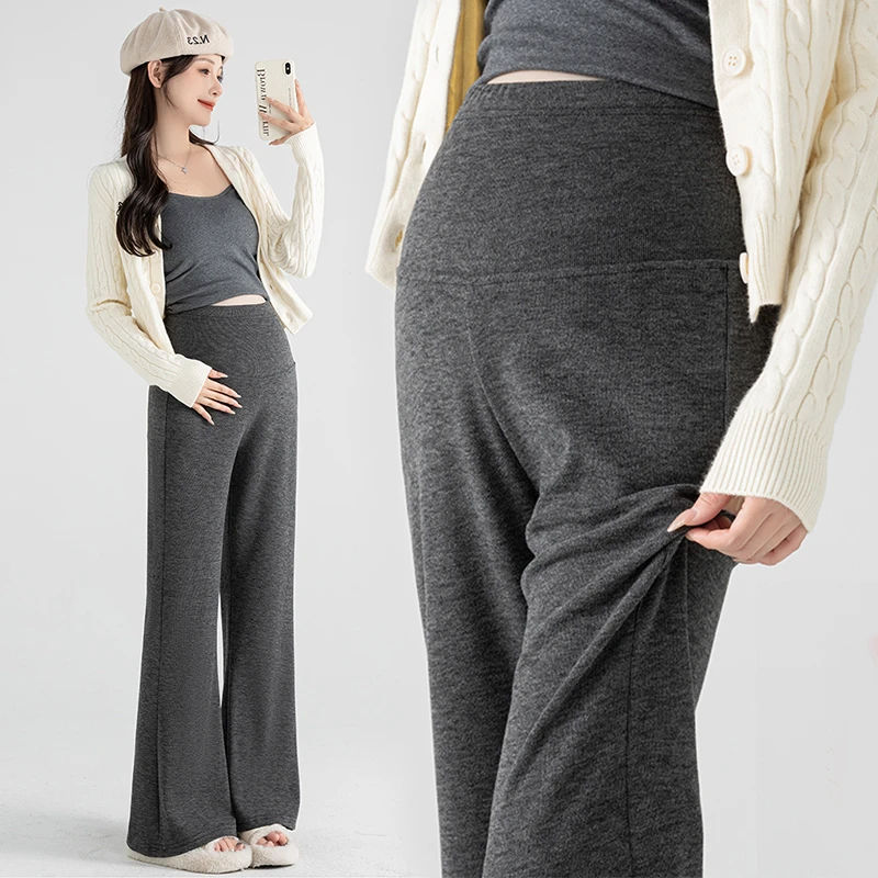 孕妇裤子春秋款外穿不勒肚子2025新款垂感阔腿糯米裤大码休闲长裤