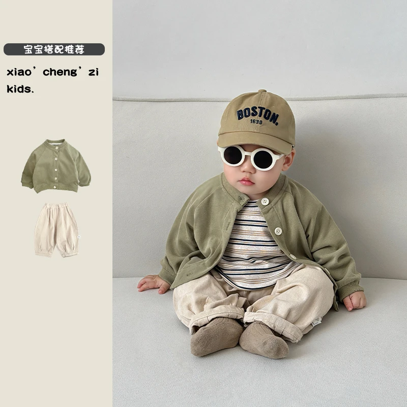 T25C57新款春季外套男童女童休闲纯色上衣外出儿童韩版卫衣外套