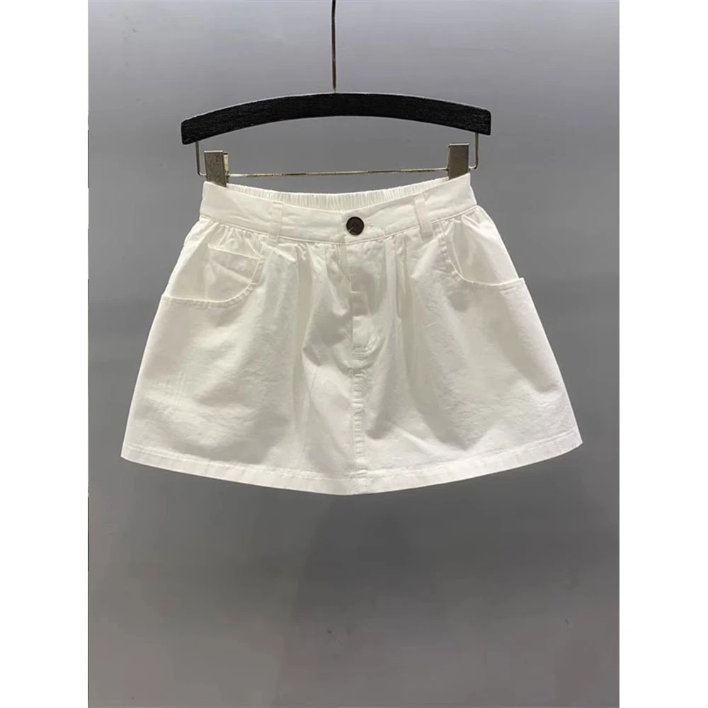 高腰休闲半身裙女2025年夏季新款百搭宽松显瘦防走光a字包臀短裙