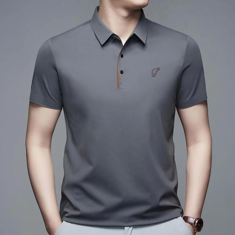 夏季冰丝男士短袖polo衫翻领无痕T恤商务休闲半袖潮牌男装T恤上衣